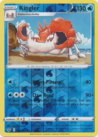 Sword & Shield Kingler #44/202 reverse holo